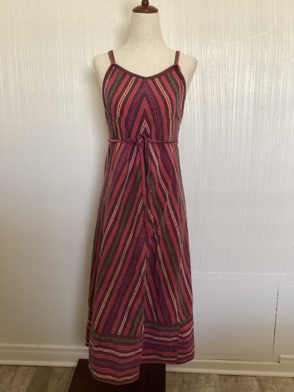 RARE Vintage Colorful Guatemalan cotton wrap halter dress XXS XS